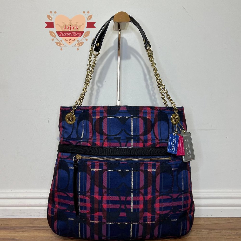 💙Coach Signature Poppy Fabric-Canvas Shoulder Purse 💙